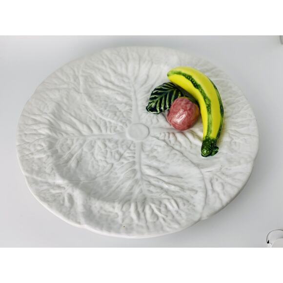 Majolica Vintage Cabbage Leaf/ 3D Fruit Plate Portugal 559 - Picture 6 of 13